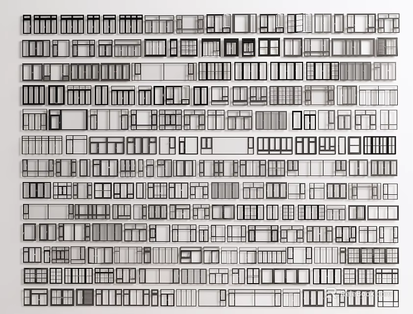 Various Casement Window Designs Featuring Different Styles And Frame Details For Homes 3d model
