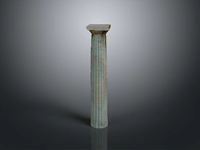 Scenic Ancient Greek Fluted Column Landscape with Reflection on Gray Ground 3d model