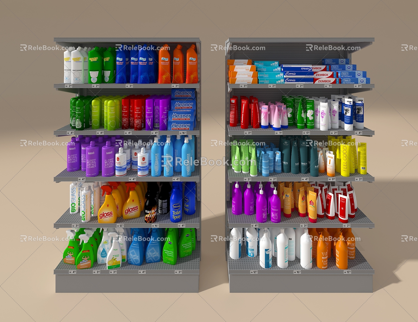 Supermarket shelf display case 3d model