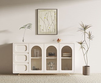 Modern Sideboard Cream Sideboard 3d model