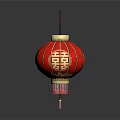 Traditional Chinese Red Lantern Furniture With Golden Decorations And Hanging Tassels