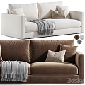 Modern Sectional Sofa With Soft Fabric Pillows And Cozy Throw Blanket 3d model