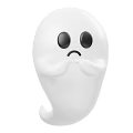 Adorable White Cartoon Ghost Character With Sad Expression And Crossed Hands