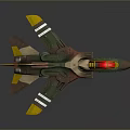 Camouflage Fighter Jet Model With Red Cockpit And Yellow Green Brown Colors