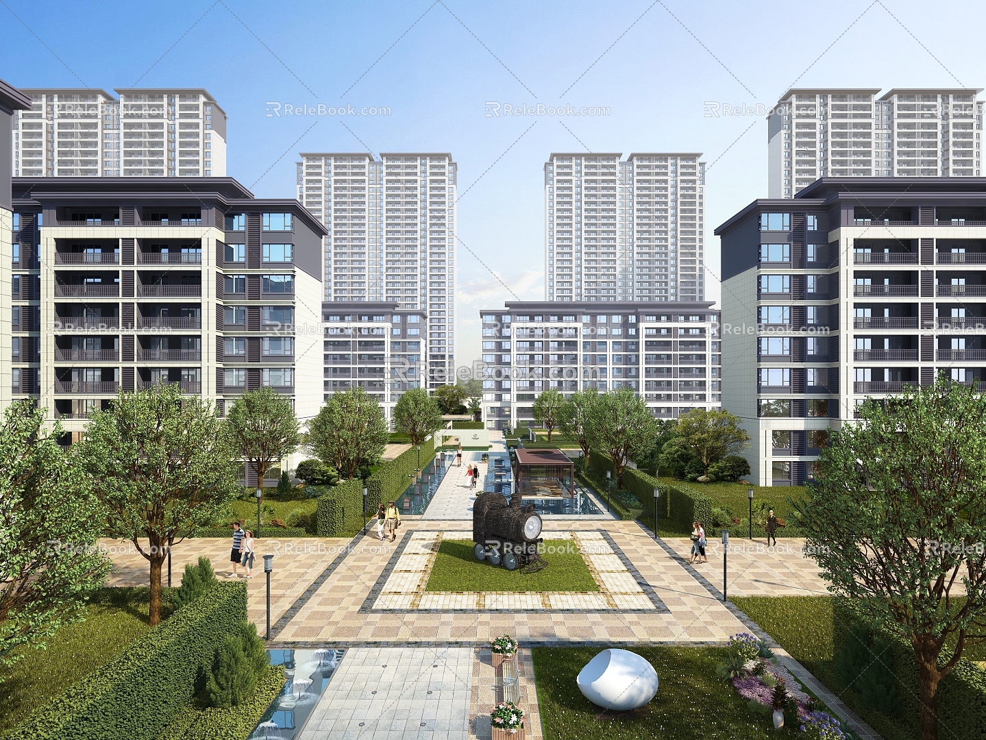 Atrium landscape of residential district 3d model