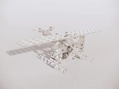 Electric Toy Airplane Model With Silver White Metal Parts Perforated Sheets And Bolt Connection 3d model