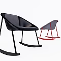 Modern Leisure Rocking Chair With Black And Red Frame And Curved Backrest Design