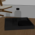 Minimalist Home Decor With Black Tray Clear Glasses And White Wavy Plate On Wooden Tabletop