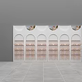 Modern White Display Shelf With Arch Top Design And Decorative Elements And Glass Layers 3d model
