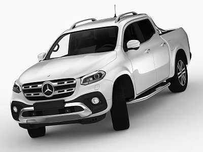 White Mercedes-Benz Pickup Truck With Modern Design Roof Rails And Alloy Wheels 3d model
