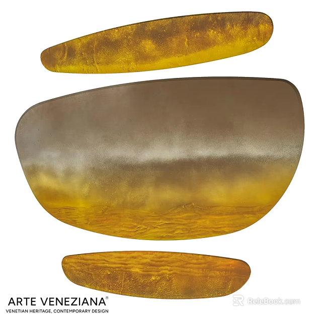 Irregularly Shaped Mirror with Yellow Brown Gradient and Textured Artistic Design 3d model 
