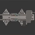 Futuristic Mechanical Floating Platform With Tall Towers And Urban Buildings