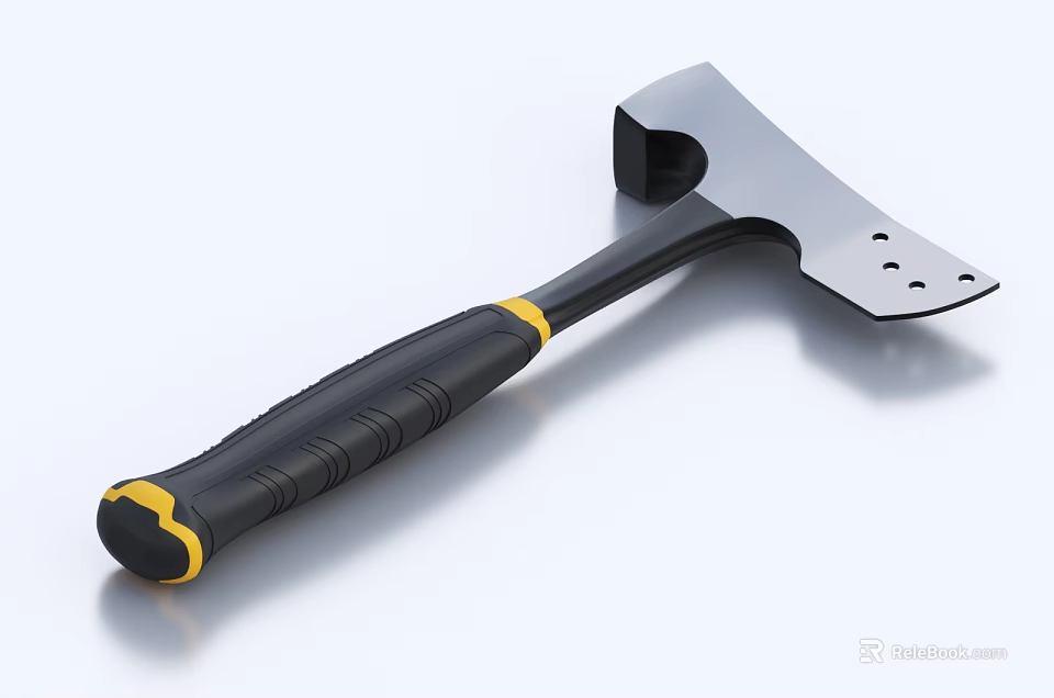 High Quality Hardware Tool Axe With Black Yellow Non Slip Handle Design 3d model 