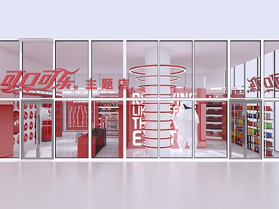 Coca Cola Themed Store Interior With Red Decor Product Displays And Branding Elements 3d model