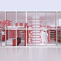 Coca Cola Themed Store Interior With Red Decor Product Displays And Branding Elements 3d model