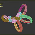 Decorative Metal Knot Ornament With Intertwined Rings And Textured Surface Design