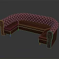 Red Leather Curved Sectional Sofa With Diamond Tufted Design And Metal Legs