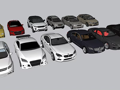 Assorted Colorful Cars Featuring Different Models Sedans And SUVs On 3d model