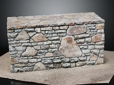 Natural Stone Decorative Structure With Various Sized Stones And Mortar Texture 3d model