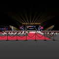Red Carpet Event Setup With Bright Stage Lights And Rope Barriers 3d model