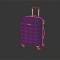 Blue Hard Shell Suitcase With Diamond Pattern Telescopic Handle And Rolling Wheels