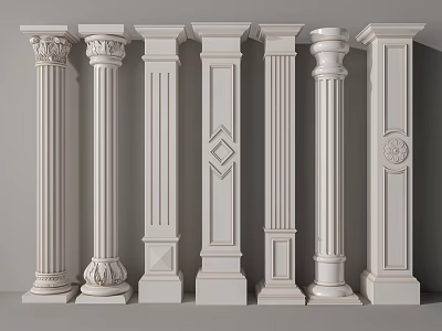 Various Classical Roman Columns With Ornate Architectural Design Details 3d model