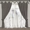 Gray Polka Dot Curtains With Sheer Panels And Decorative Tiebacks For White Walls