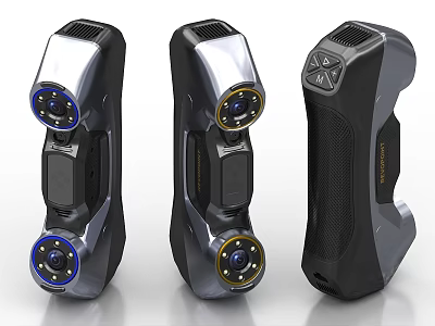 Portable Industrial Equipment With Multi Lens Cameras Ergonomic Grip And Black Silver Design 3d model