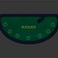 Blackjack Text Green Top Entertainment Table With Circular Chip Holders And Orange Spiral Base