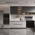 Modern Kitchen Interior Design With Gray White Cabinetry And Stainless Steel Appliances