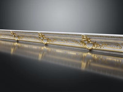 Classical Decorative Strip With Golden Relief Ornaments And White Base Surface 3d model