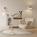 French Leisure Chair Lazy Sofa Cream Style Decoration Floor Lamp 3d model