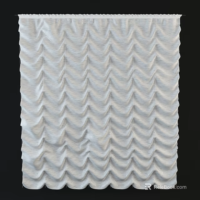 Modern White Roman Blinds With Wavy Fabric Pattern For Window Decoration 3d model 