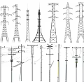 Industrial Equipment Display Of Transmission Towers And Utility Poles With Diverse Structures