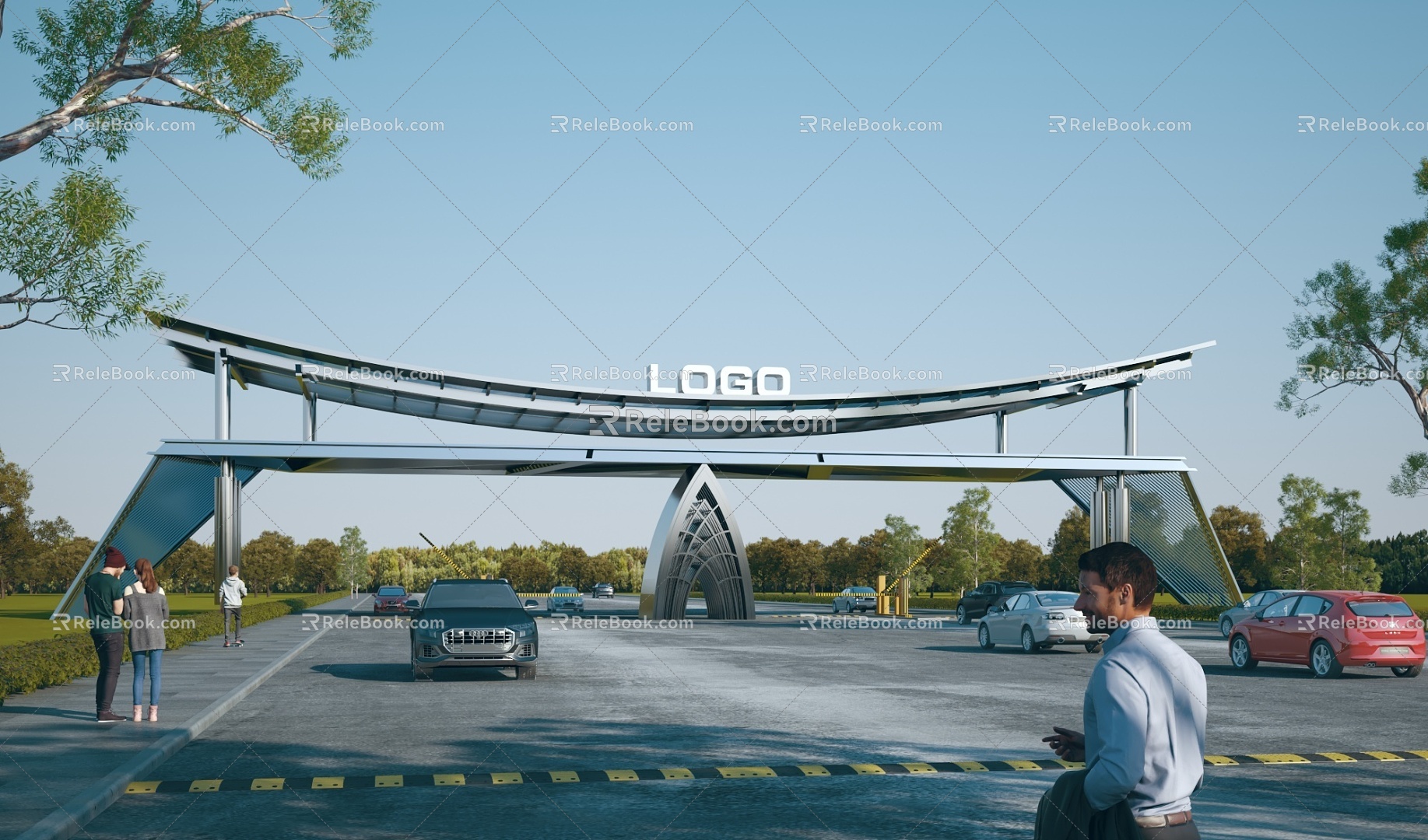 Modern Gate Gate Building Factory Gate Guard Recorder Room Gate Entrance Park Gate Gate Gate 3d model