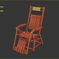 Orange Wooden Folding Chair With Striped Backrest And Footrest Design