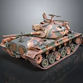 Detailed Camouflage Military Tank With Turret Gun Barrel And Track Details