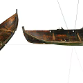 Two Old Weathered Wooden Boats Featuring Traditional Wooden Structure And Classic Design