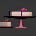 Delicious Pink Cake Topped With Fresh Berries And Sliced Piece On Pink Plate