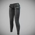 Modern Stylish Black Tight Fitting Leather Pants With Belt Detail