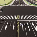 Road Facilities at Urban Intersection with Zebra Crossings Lane Arrows Bicycle Lanes and Traffic Markings