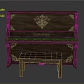 Eddie Reaire Wooden Piano With Golden Decor And Matching Stool