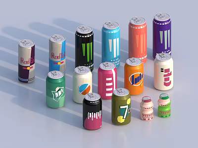 Public Facility Vending Machine Showcasing Various Branded Beverage Cans With Colorful Packaging 3d model