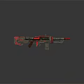 Red And Gray Futuristic Sci-Fi Weapon With Barrel Grip And Mechanical Details
