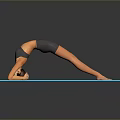 Woman Practicing Yoga Bridge Pose On Blue Mat For Fitness Exercise
