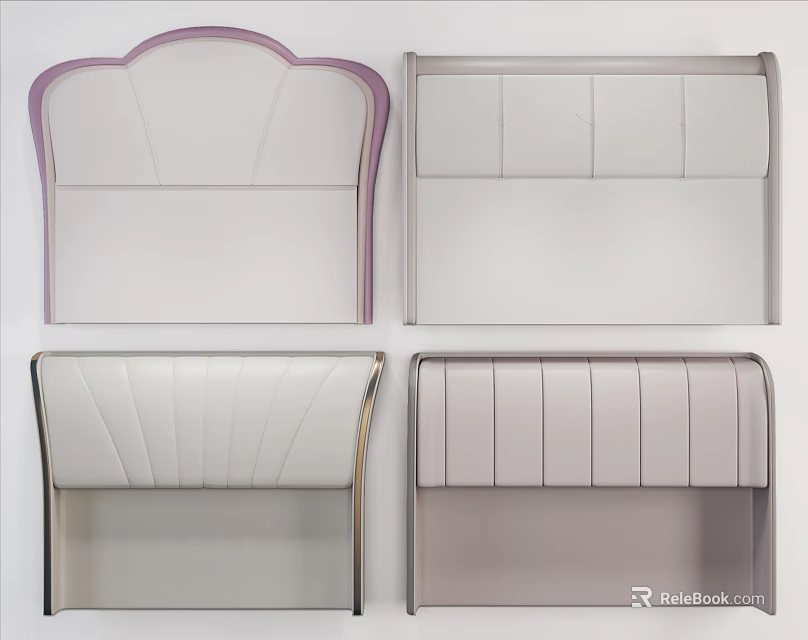 Upholstered Headboard Designs In Modern Styles With Various Colors For Bedroom Furniture 3d model 