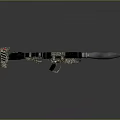 Ornate Decorative Weapon With Intricate Metal Carvings And Red Accent Details