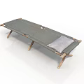 Industrial Equipment Portable Cot With Canvas Surface Wooden Legs And Gray Pillow