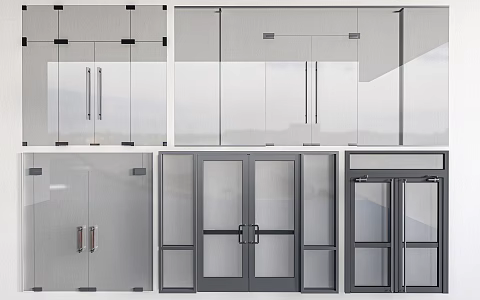 glass door induction glass door glass sliding door glass entrance door 3d model