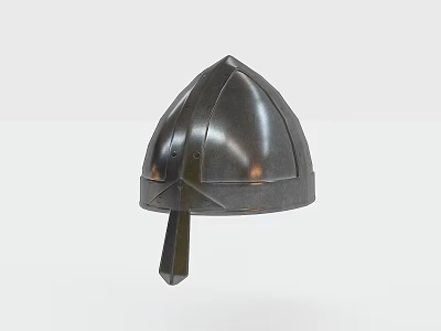 Ancient Metal Helmet Featuring Pointed Crown Side Plates And Chin Strap Design 3d model